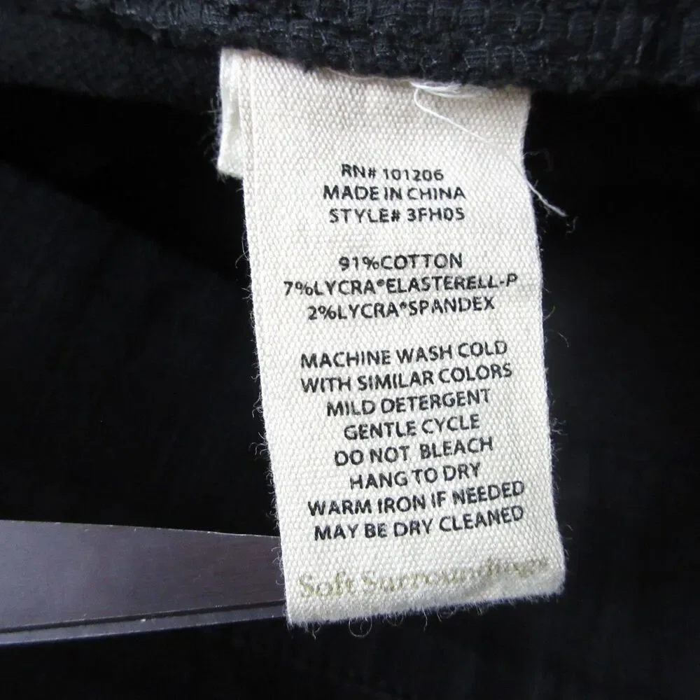 Soft Surroundings Pull On Pants Womens Petite L Black Stretch Slim Ankle 36x24.5